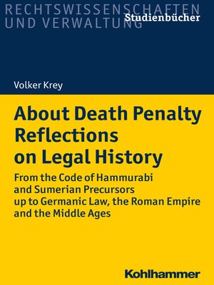 cover image of About Death Penalty. Reflections on Legal History